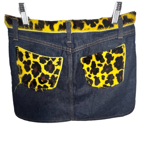 Dolce & Gabbana Yellow Leopard Print Jean Skirt - Picture 3 of 6
